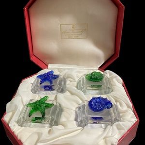 Hans Turnwald Art Glass 4 Seaside Napkin Rings.Signature Collection Original Box